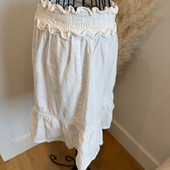 Vero Moda White Cotton Smocked Waist Ruffle Mini Skirt Small - Picture 4 of 7